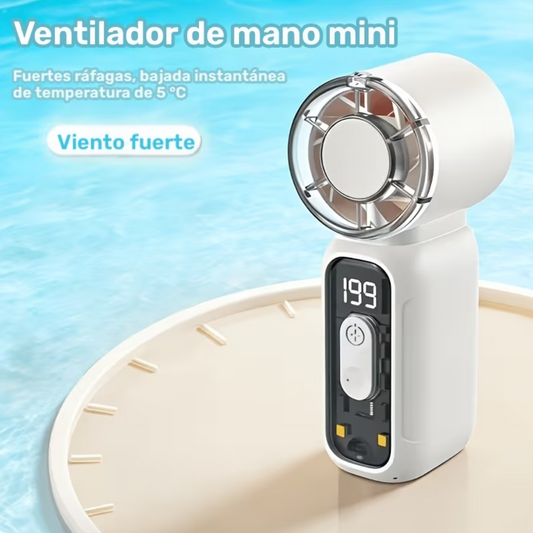 Mini Abanico Recargable Digital (Blanco)