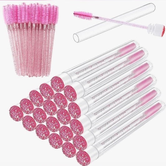 Cepillos Desechables para Pestañas con Tubo Individual – Glitter Pink ✨💖