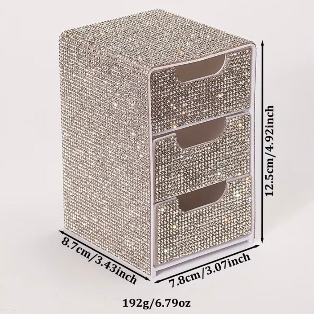 Organizador Glam de 3 Gavetas con Cristales