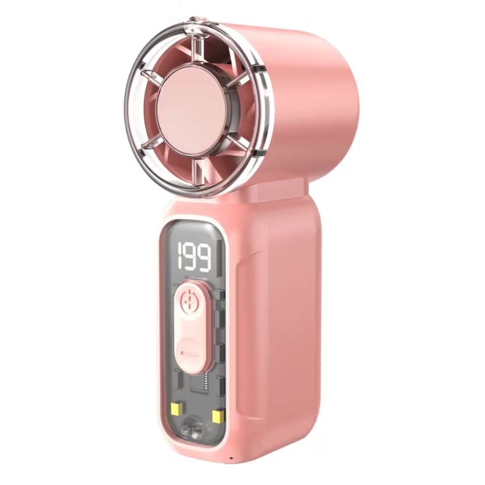 Mini Abanico Recargable Digital (Rosa)