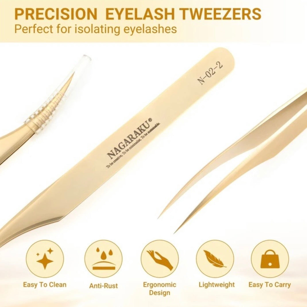 Pinza Profesional Nagaraku N-02 Gold (Aislamiento Preciso)