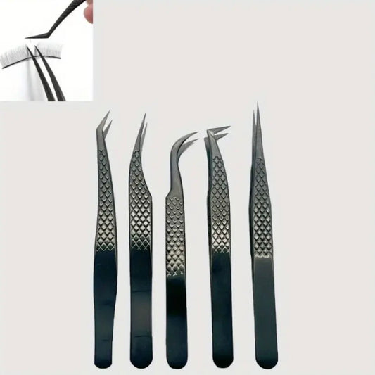 Set Profesional de Pinzas para Extensiones de Pestañas (5 pcs)