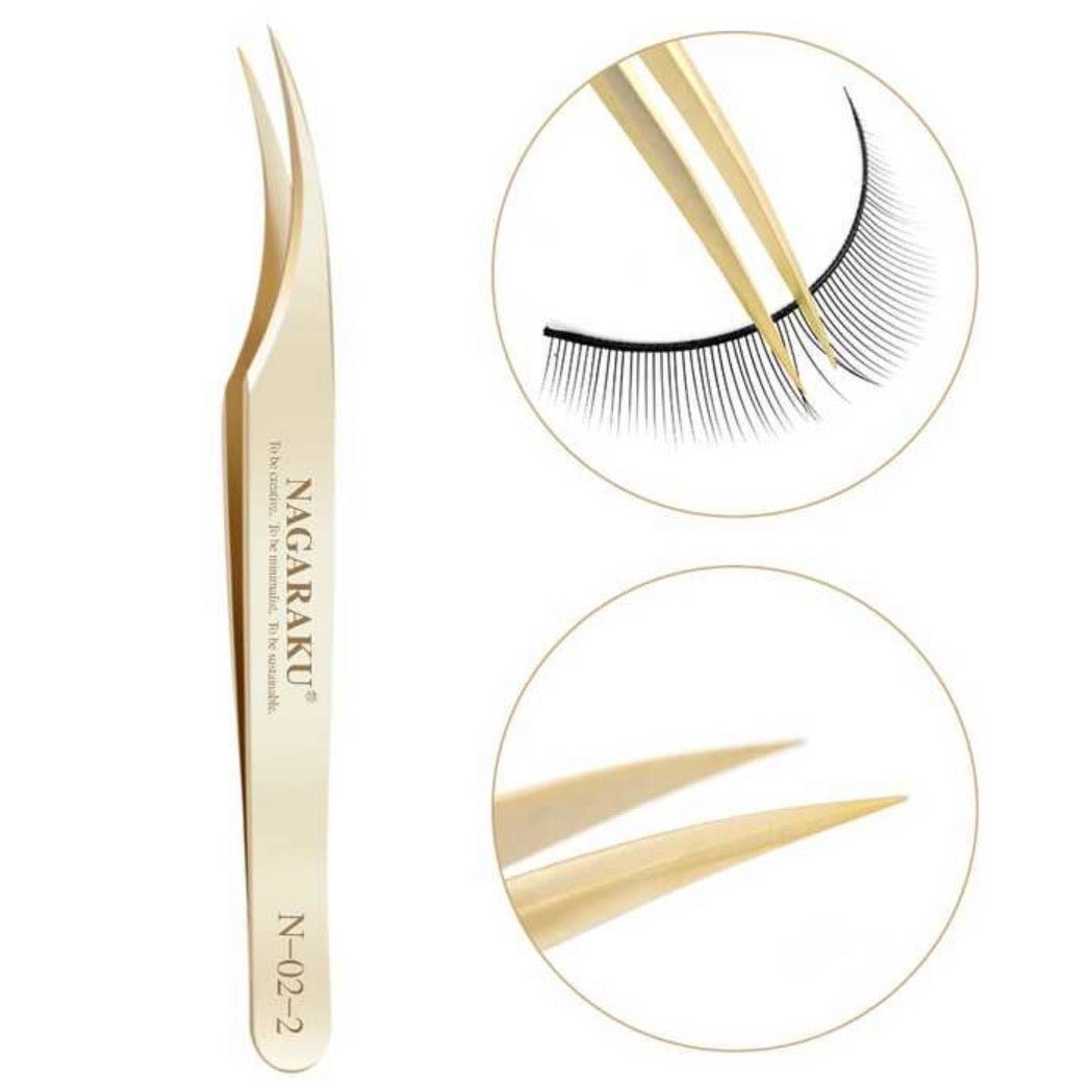 Pinza Profesional Nagaraku N-02 Gold (Aislamiento Preciso)