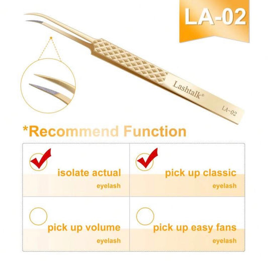 Lashtalk Gold Fiber Tip Tweezer LA-02