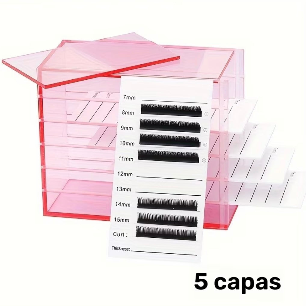 Organizador Acrílico para Lash Tiles – 5 Capas - Rosa