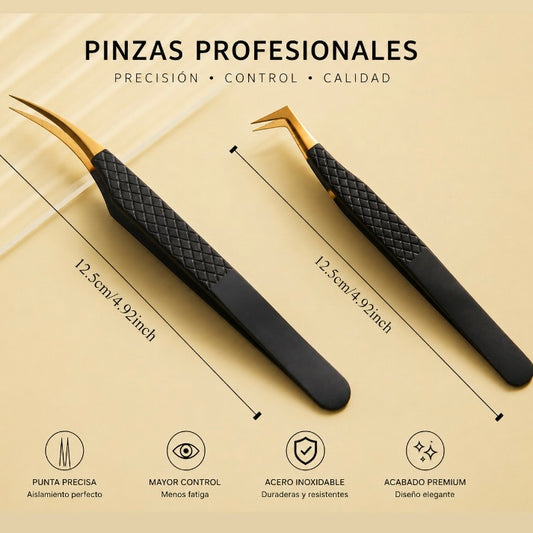 Set de Pinzas Profesionales Gold Black