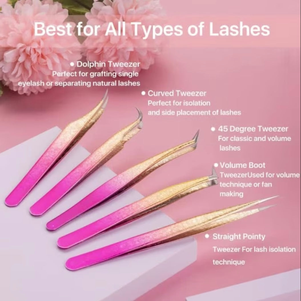 Set de 5 Pinzas Pink & Gold