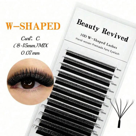 W-Shape 10D Premade Fans | Volumen Intenso (8–15mm Mix)